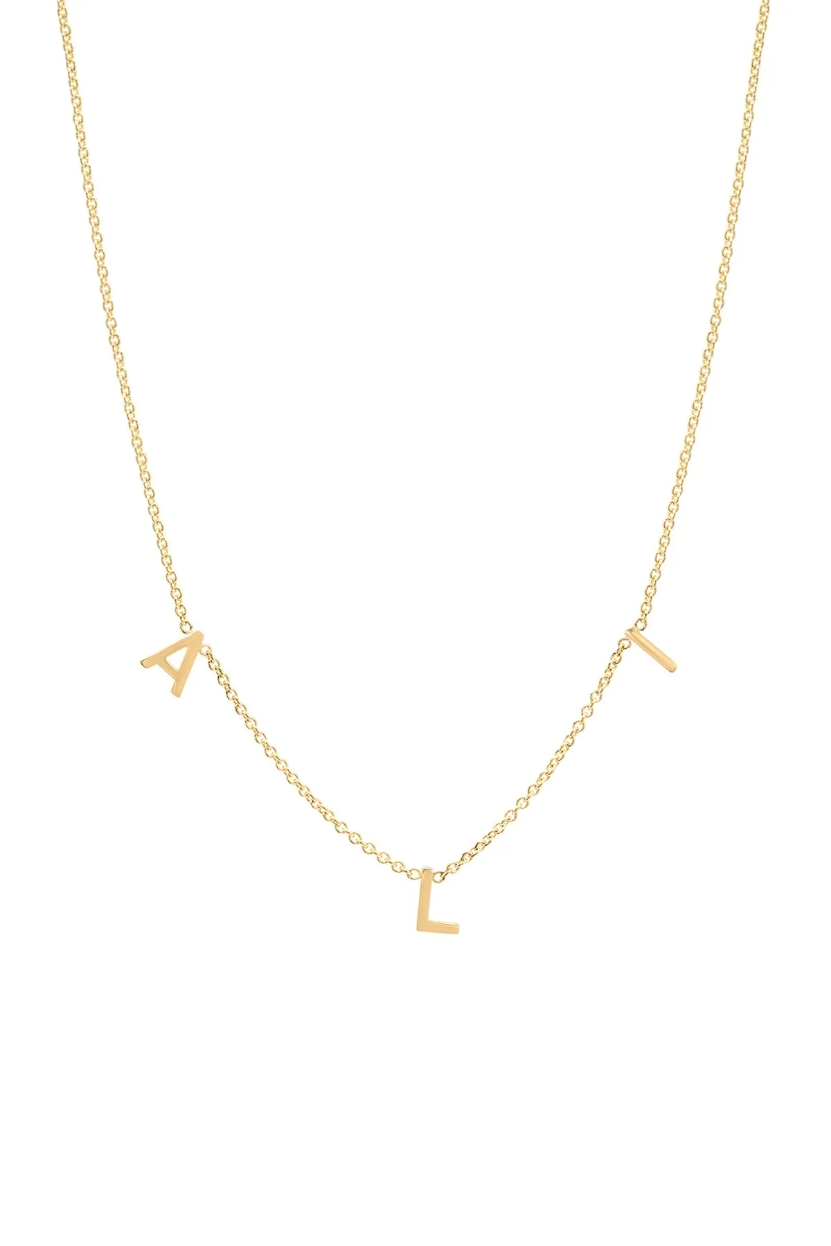 14k Yellow Gold Spaced Letter Necklace for Kids