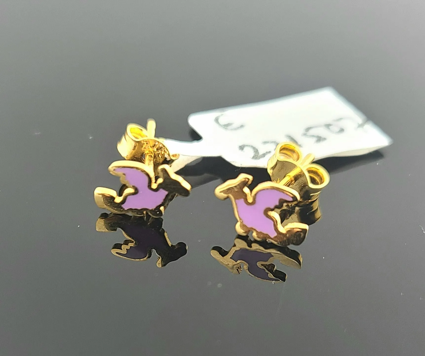 E221507 Kids Designer Studs in Solid 21K Gold