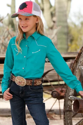 Solid Teal Long Sleeve Shirt for Girls by Cinch Kids