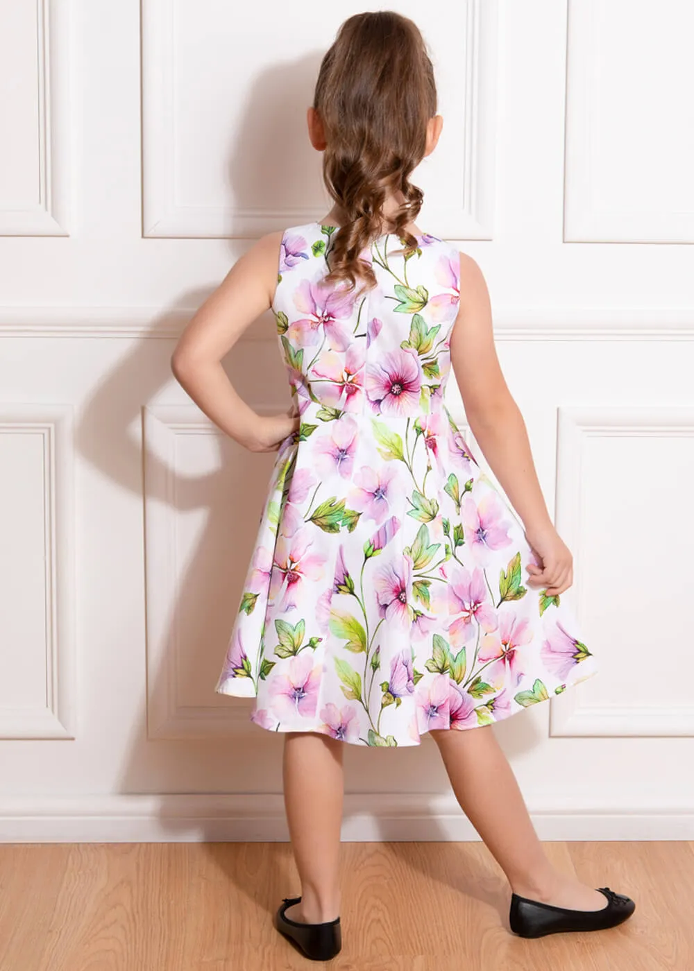 Hearts & Roses Children's Green Floral Andrea Swing Dress