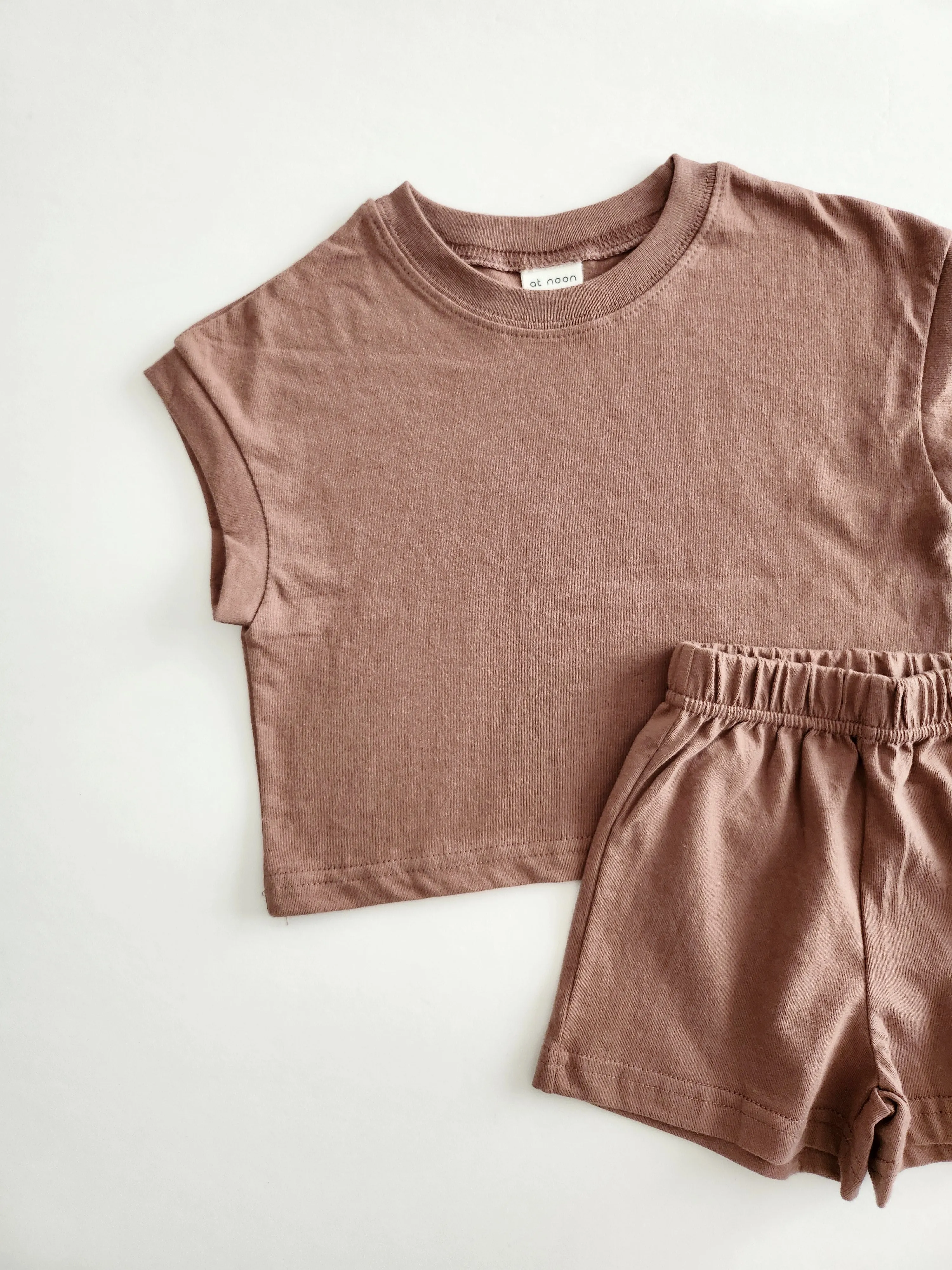 [At Noon Exclusive] Kids Muscle T-Shirt and Shorts Set(3m-5y) - Brown