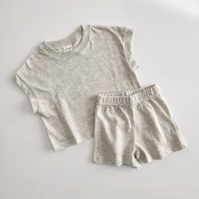 [At Noon Exclusive] Kids Muscle T-Shirt and Shorts Set(3m-5y) - Oat