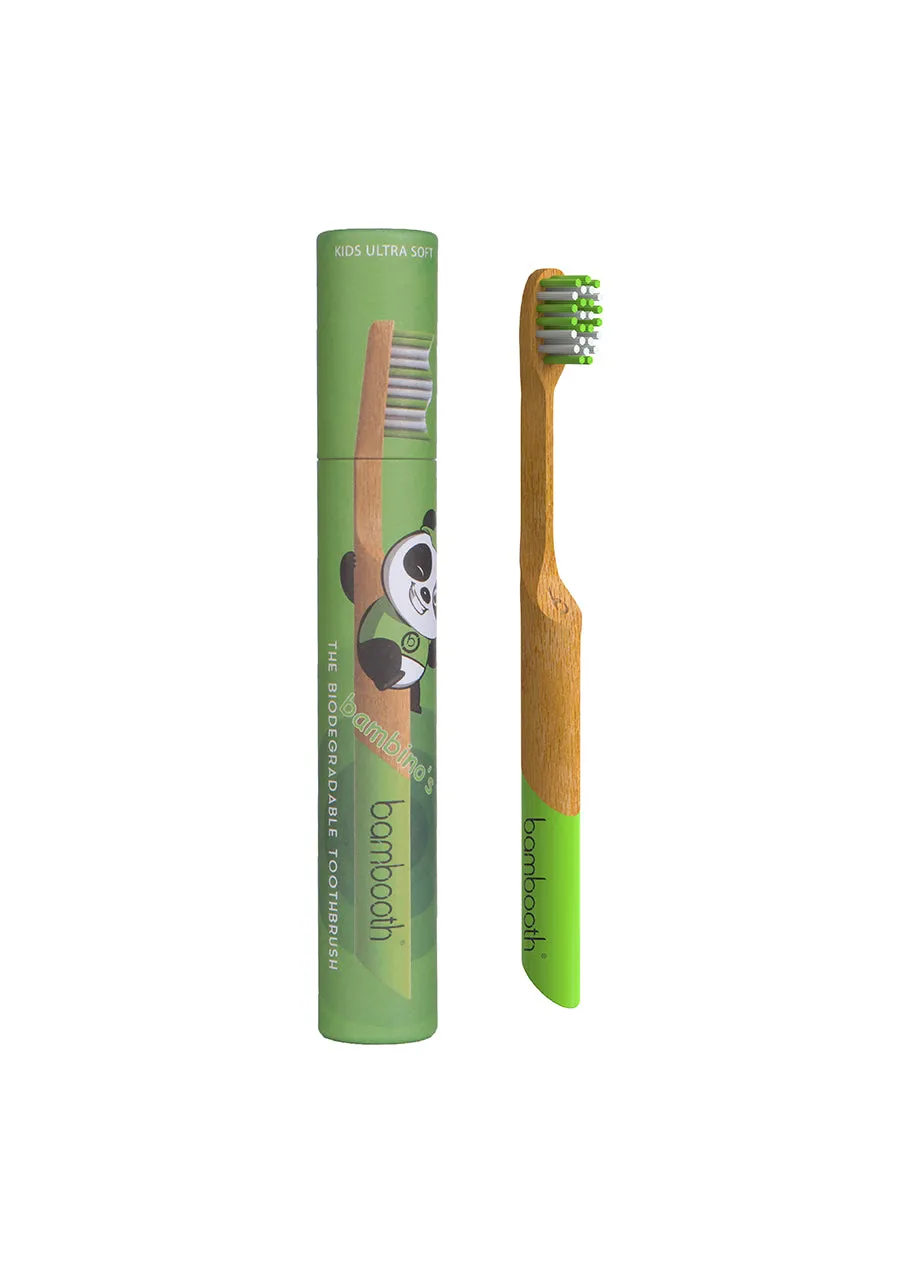 forest green kids' toothbrush made of bamboo by Bambooth