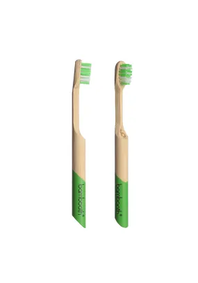 forest green kids' toothbrush made of bamboo by Bambooth