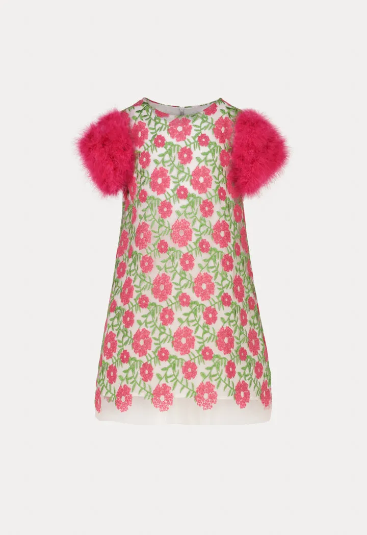 Kid's Embroidered Overlay Dress