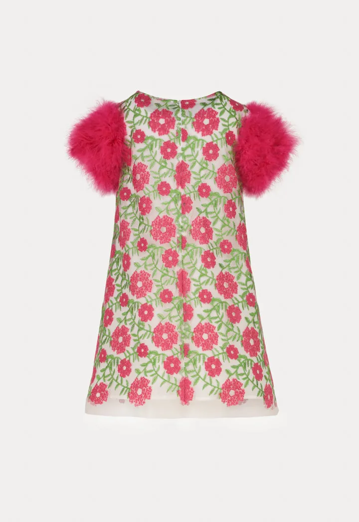 Kid's Embroidered Overlay Dress