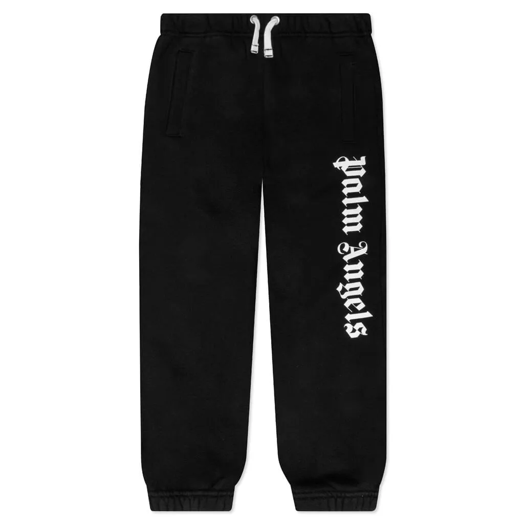 Black and White Kids Overlogo Sweatpants