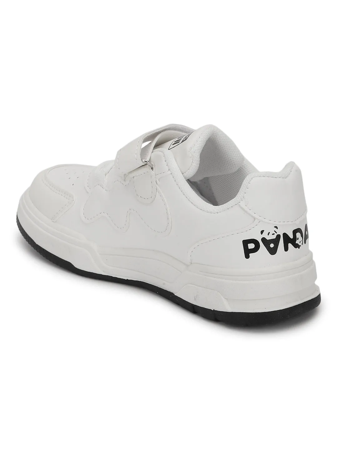 Black White PU Stylish Velcro Sneakers For Kids-Unisex (TC-RS3649-A-BLKWHT)