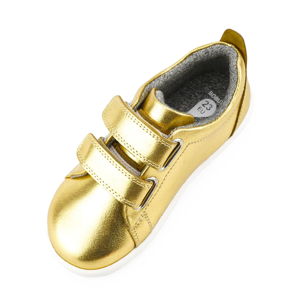 Bobux I-Walk Grass Court Gold Metallic Shoes in White and Seashell