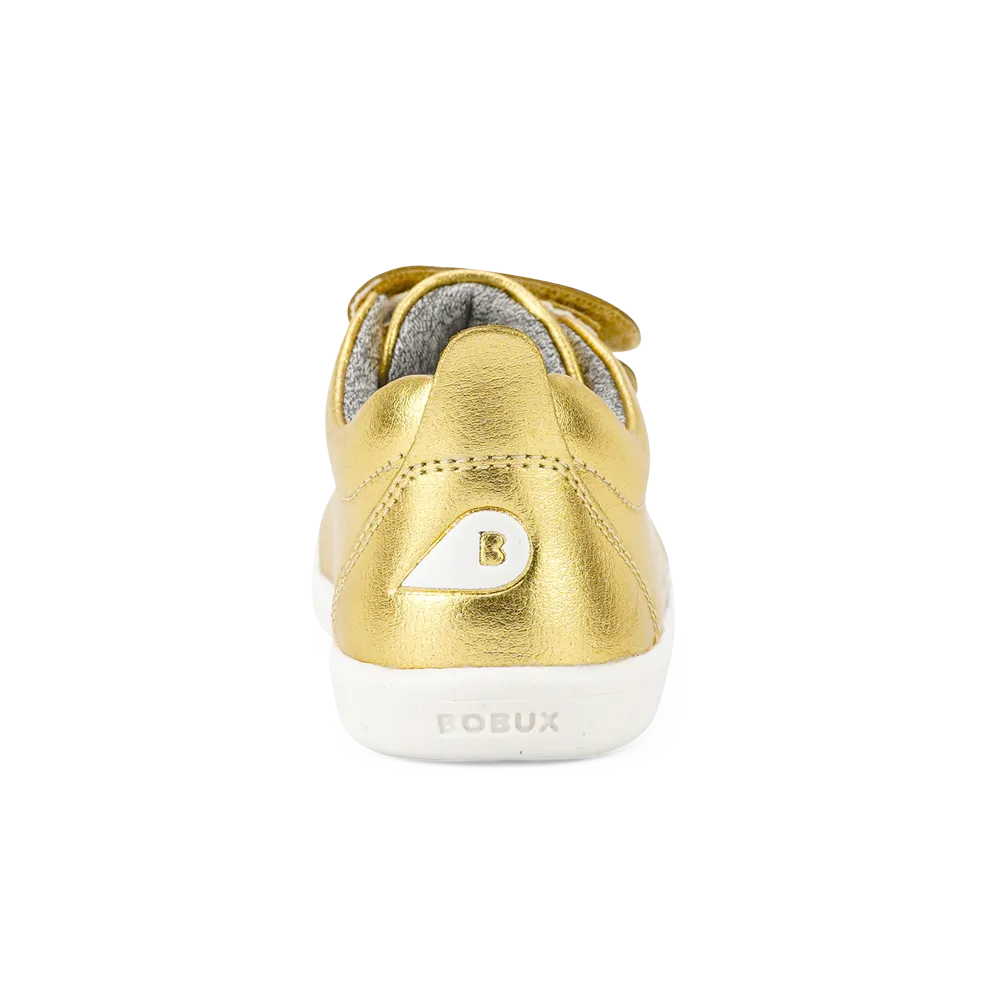 Bobux I-Walk Grass Court Gold Metallic Shoes in White and Seashell