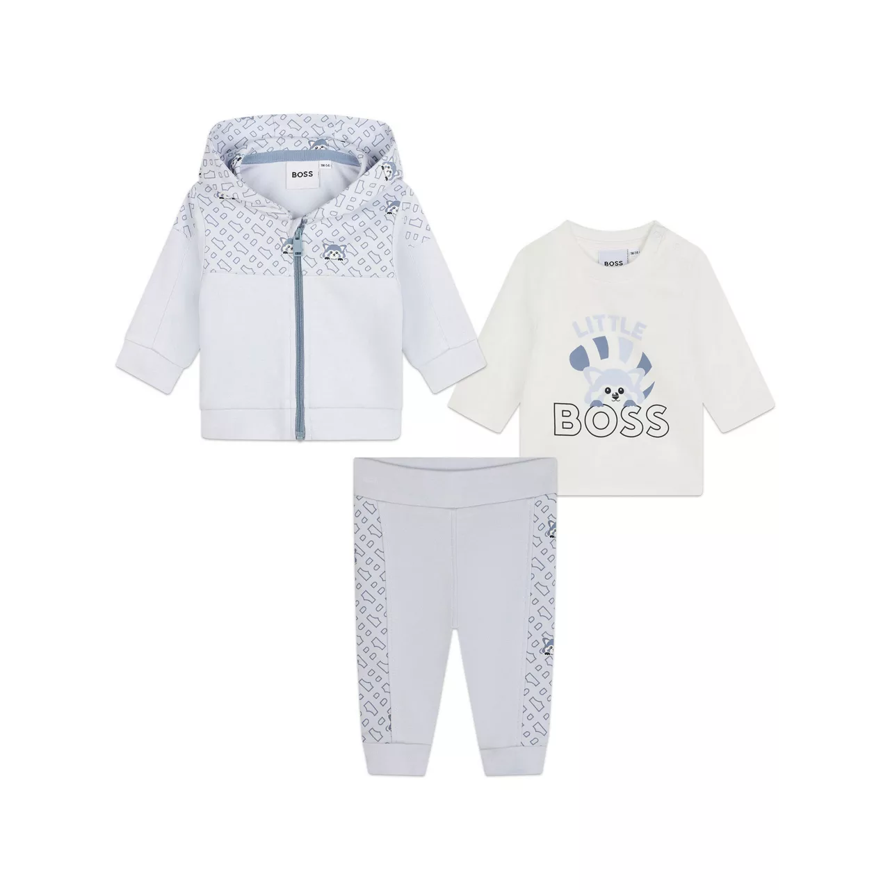 BOSS KIDS Bear Logo Three-Piece Top, Hoodie and Bottoms Set - Blue