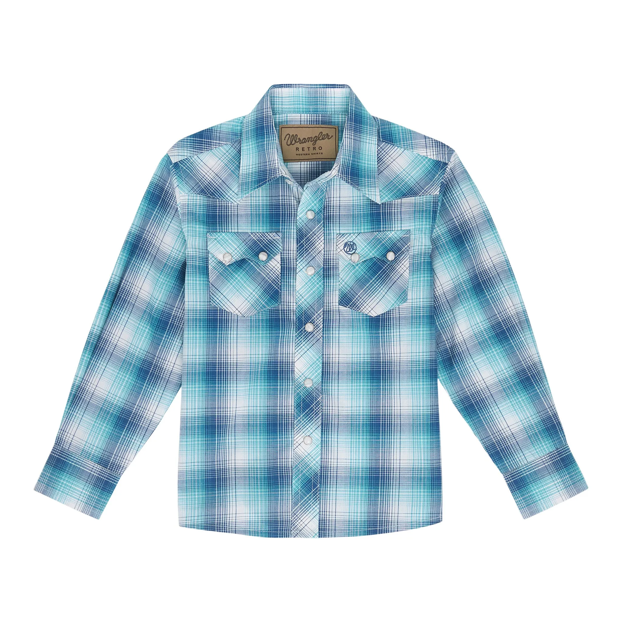 Retro Pearl Snap Long Sleeve Shirt for Boys by Wrangler