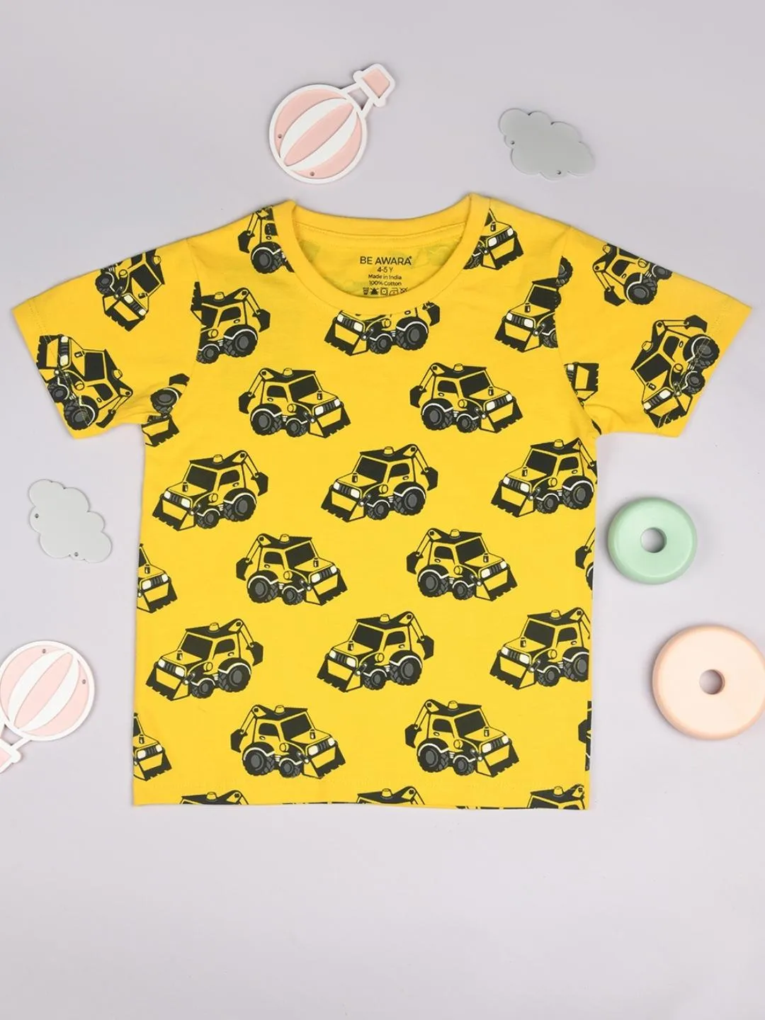 Bulldozer Pattern Kids T-Shirt