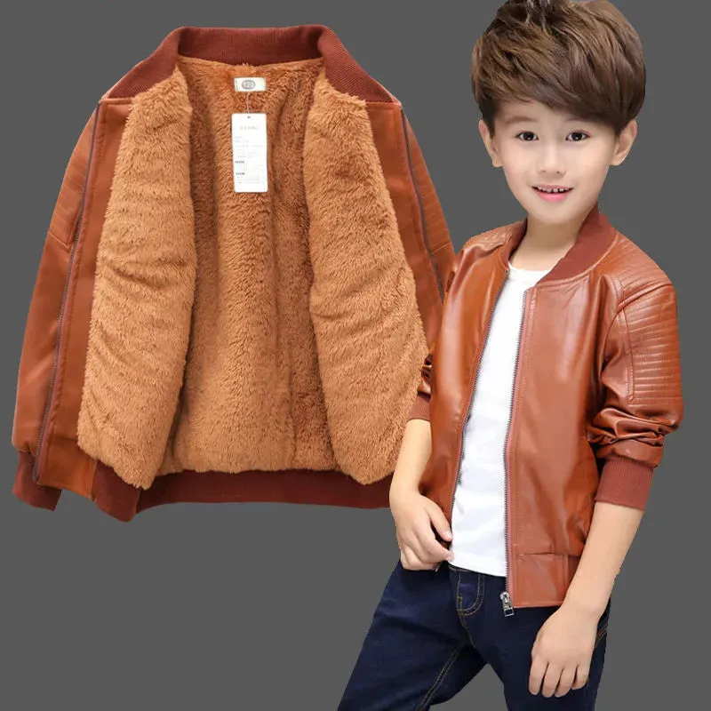 Chamarra para ninos - Jackets for kids Warming Cotton PU Leather