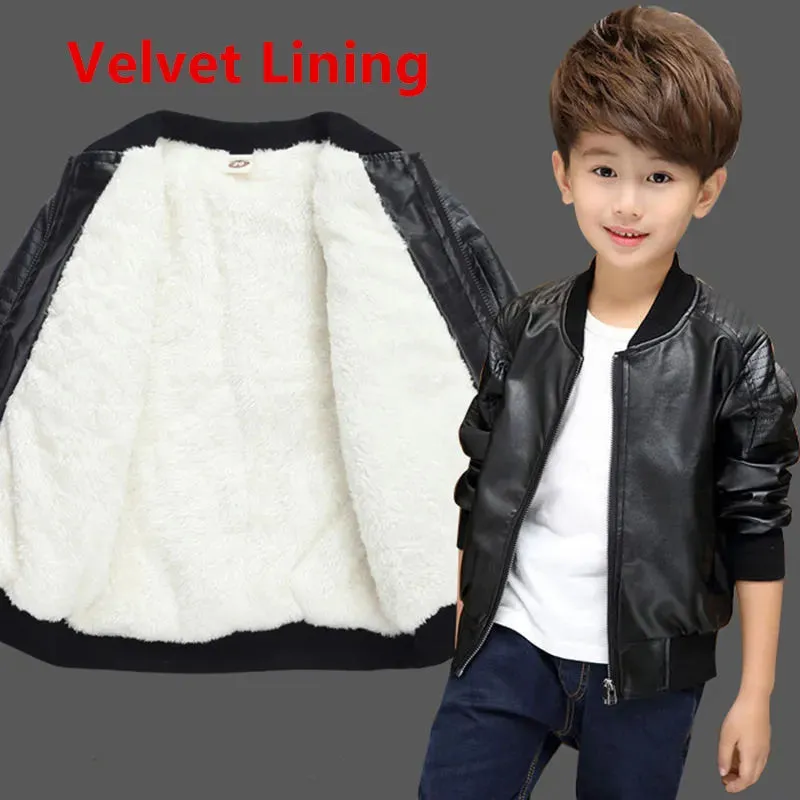 Chamarra para ninos - Jackets for kids Warming Cotton PU Leather