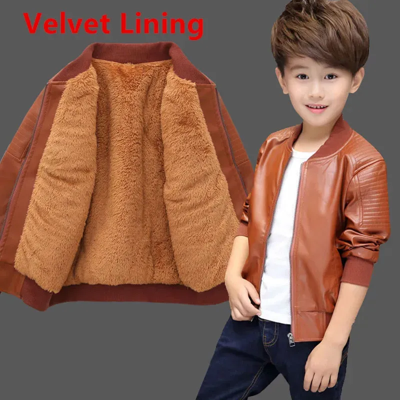 Chamarra para ninos - Jackets for kids Warming Cotton PU Leather