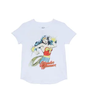 Chaser Kids Wonder Woman Retro Short Sleeve Shirttail Crew Neck (Toddler/Little Kids)