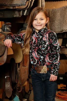 Cinch Kids Black Paisley Long Sleeve Shirt for Girls