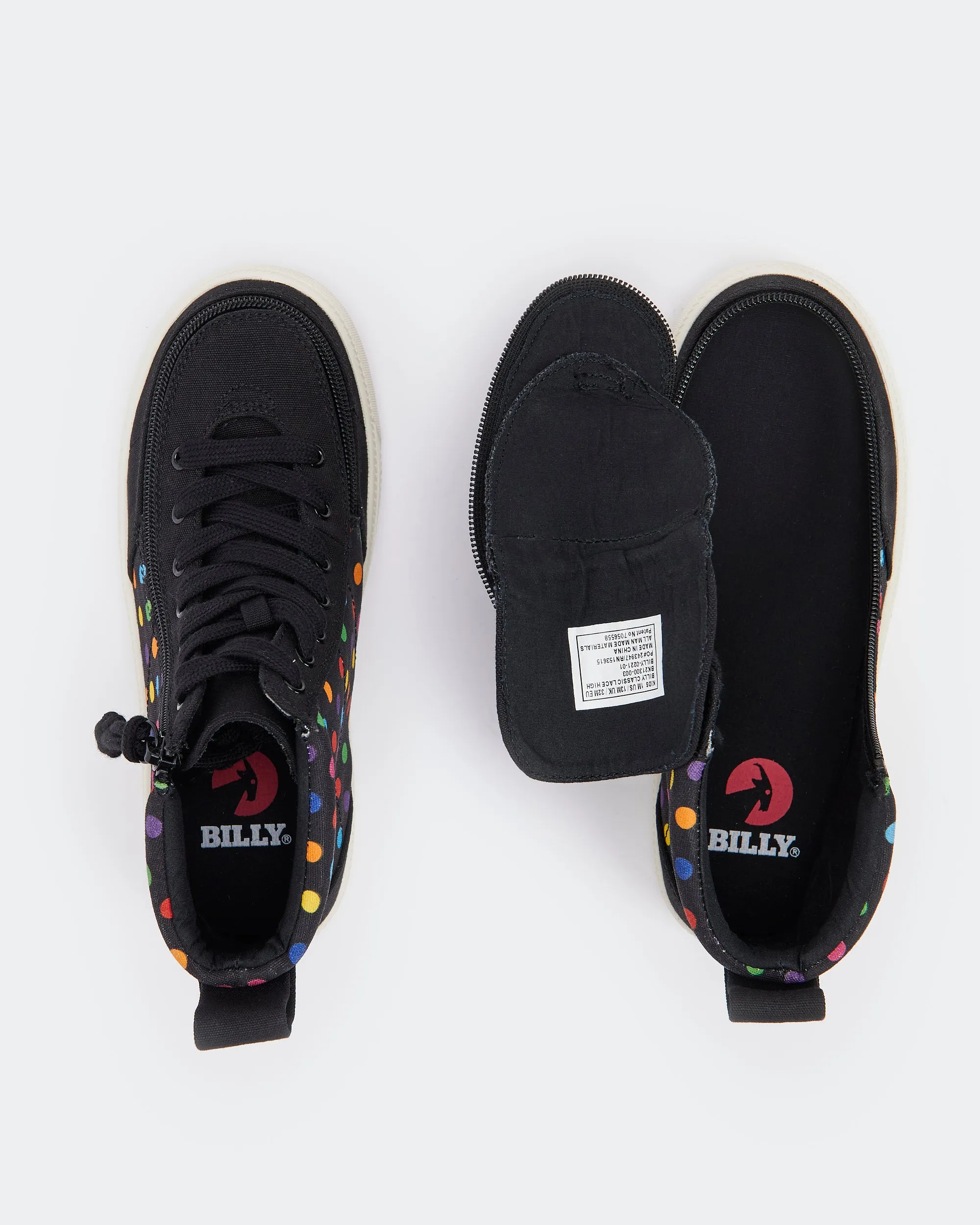 Classic High Top (Kids) - Black Polka