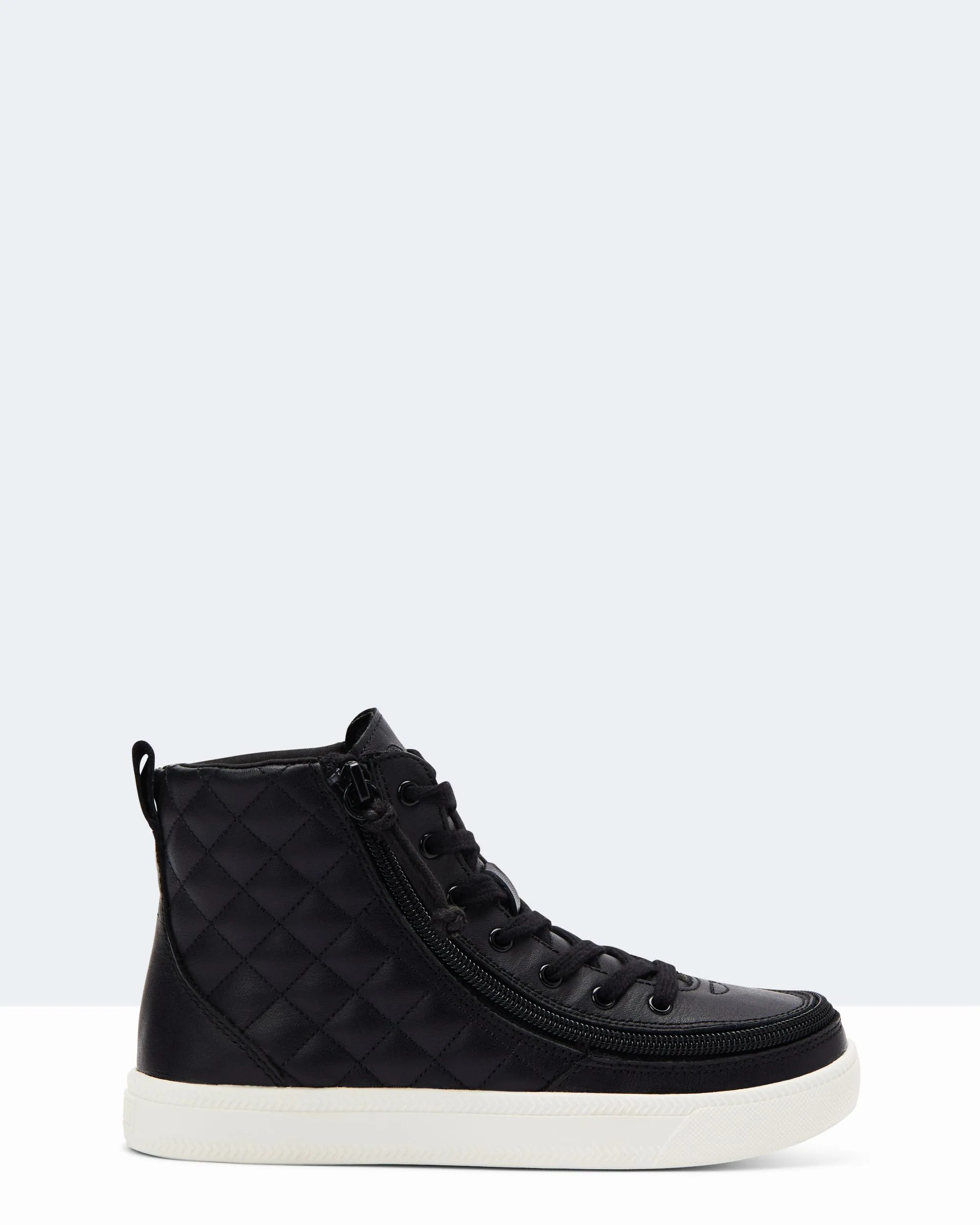 Classic High Top (Kids) - Black Quilt Leather