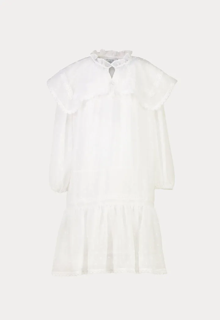 Drop Waist Dress Frilled Collared With Buttons