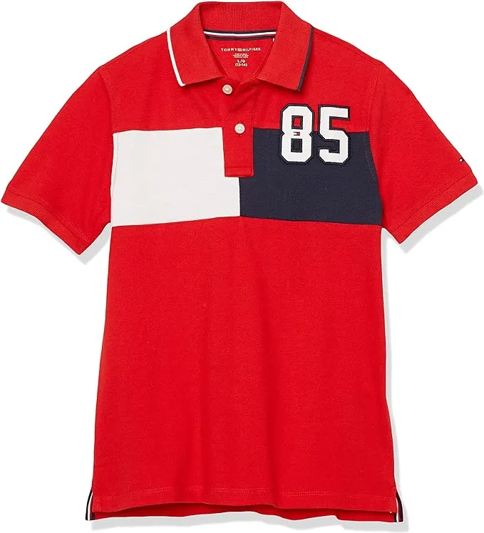 Colourblock Flag 85 Polo (Kids) - Blush Red