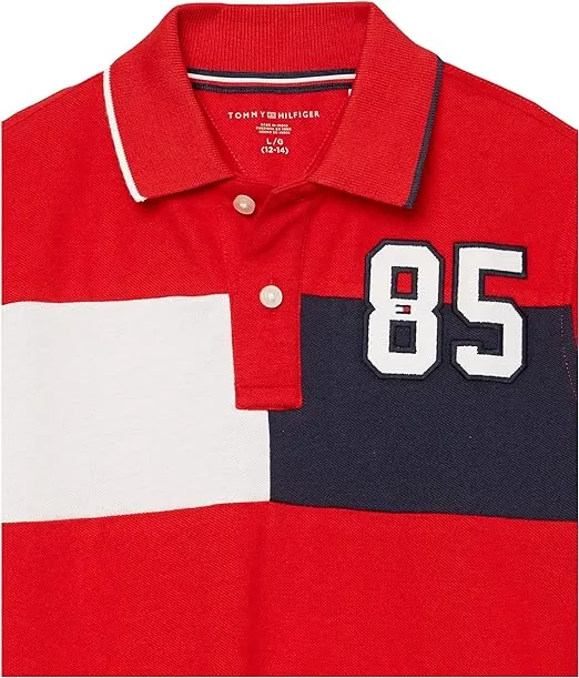 Colourblock Flag 85 Polo (Kids) - Blush Red