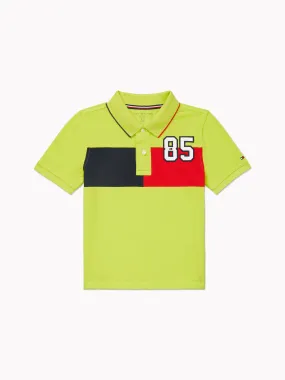 Colourblock Flag 85 Polo (Kids) - Neon Lawn