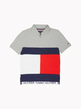 Colourblock Flag Polo (Kids) - Grey