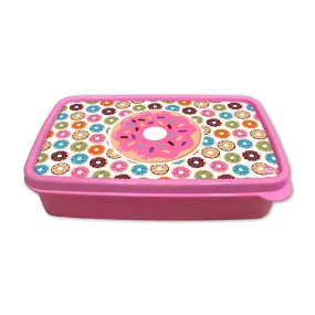 Designer Kids Plastic Lunch Box for Girls With Small Container - Doughnuts