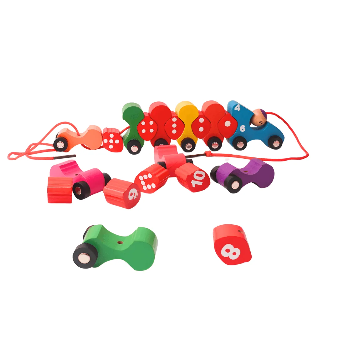 Wooden Digital Train Lacing Toy for Kids Age 3+