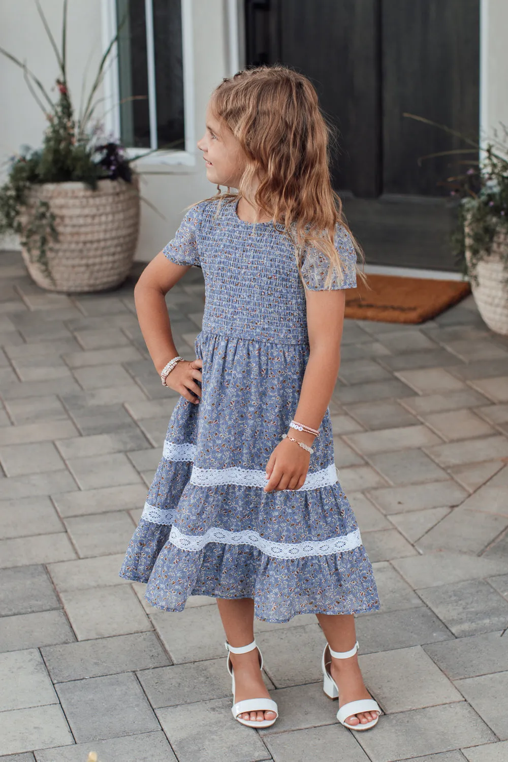 Kids' Dusty Blue Isla Maxi Dress