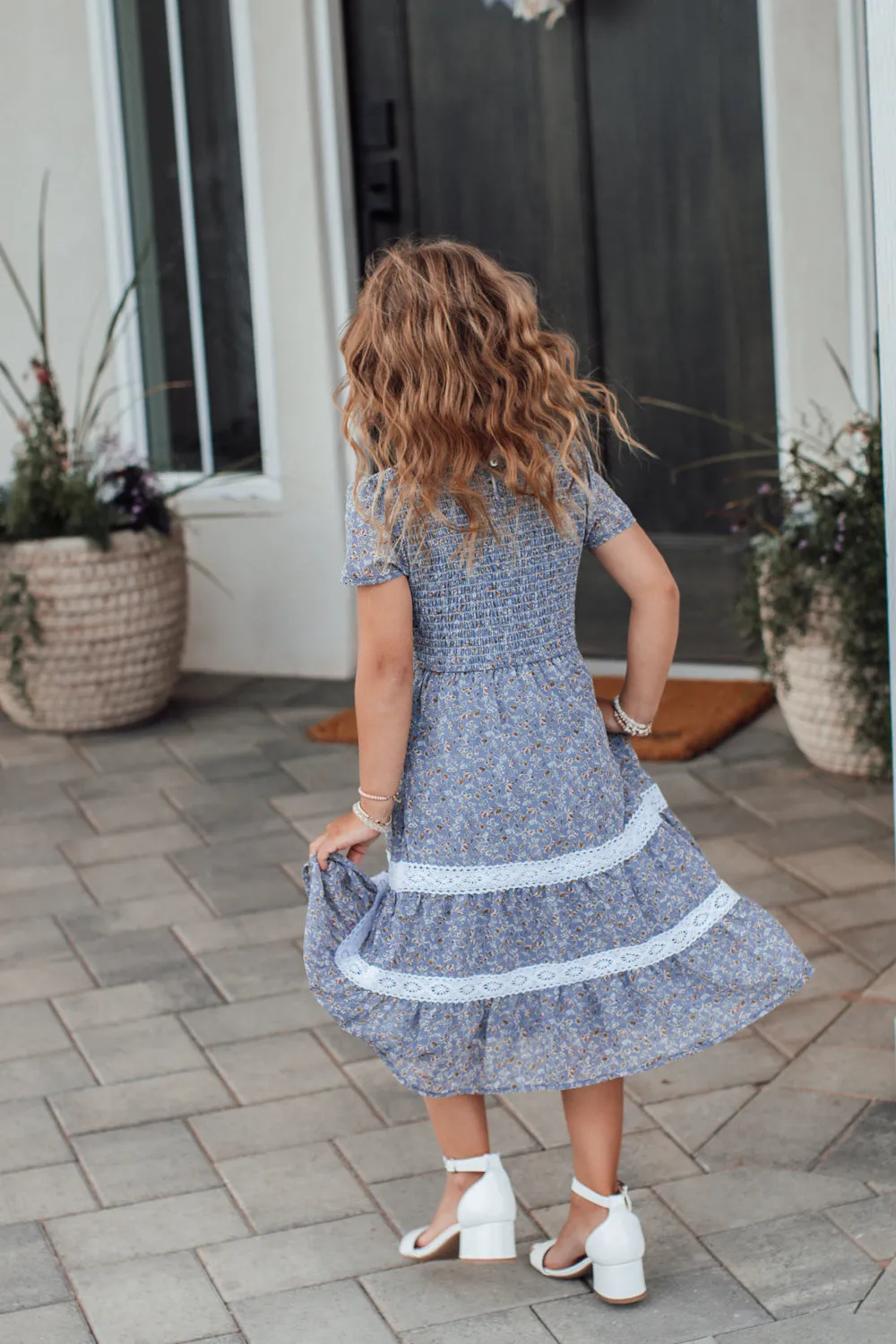 Kids' Dusty Blue Isla Maxi Dress