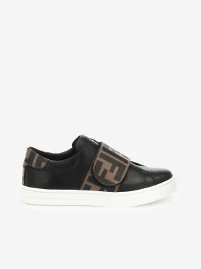 Fendi Kids - Fendi Kids White & Brown Leather FF Logo Trainers | Childsplay Clothing