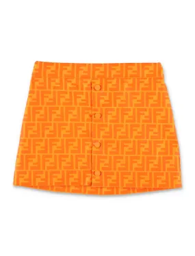 Fendi Kids Elastic Waist Skirt with Allover FF Logo