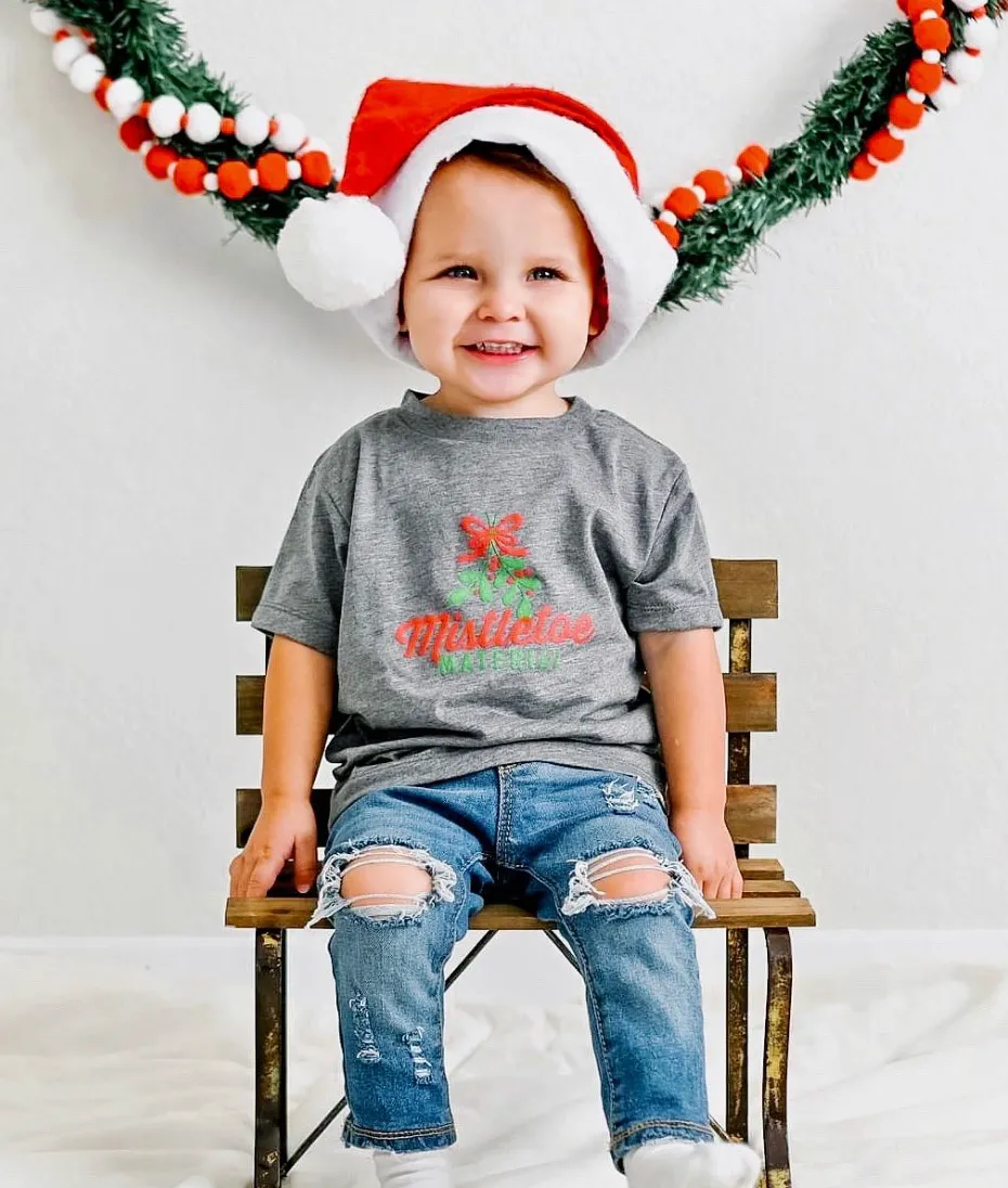 Heather Gray Ledger Mistletoe Material Kid's Tee