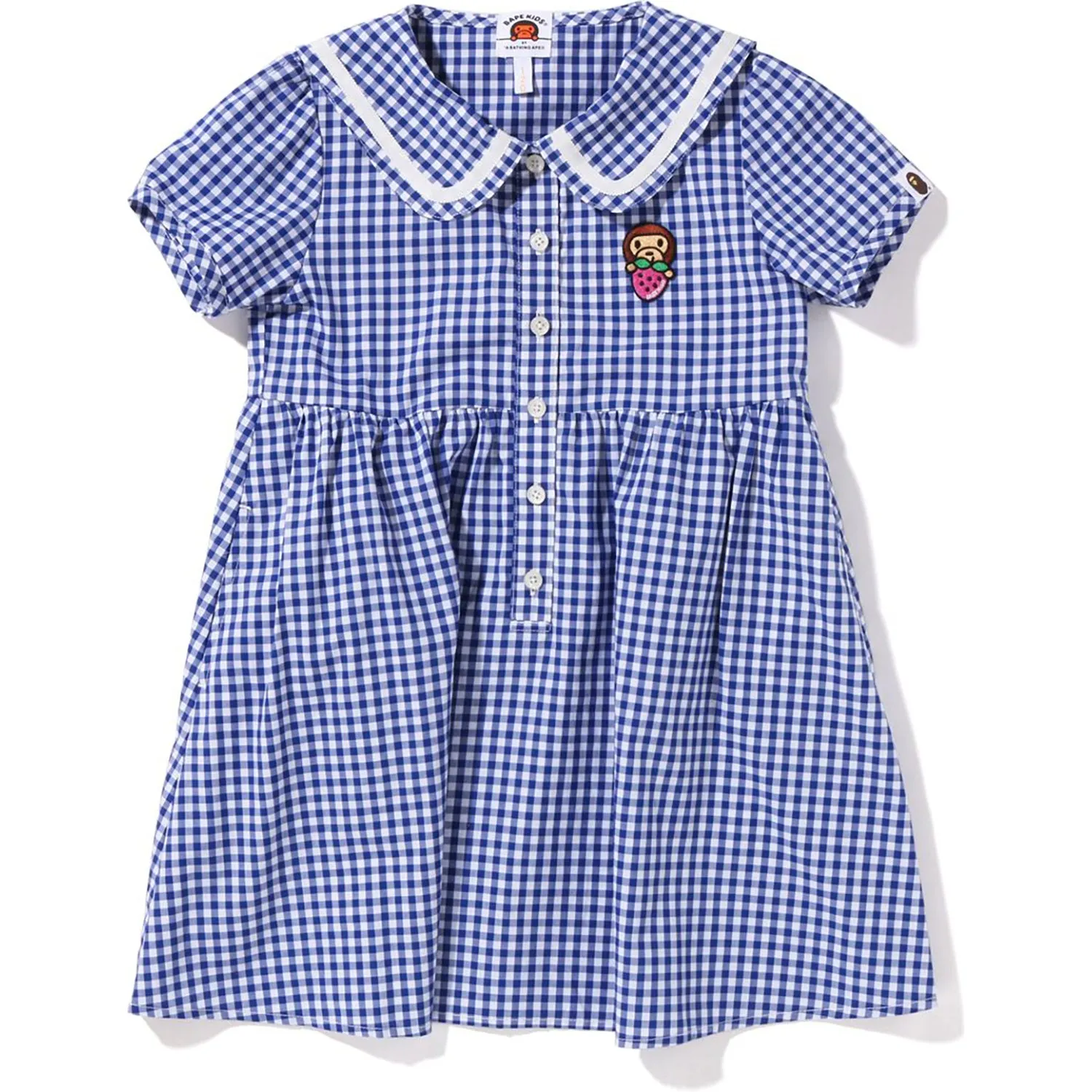 Gingham Check Sailor Collar One-Piece for Children