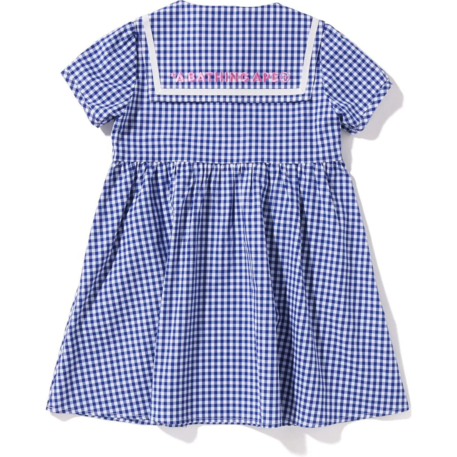 Gingham Check Sailor Collar One-Piece for Children