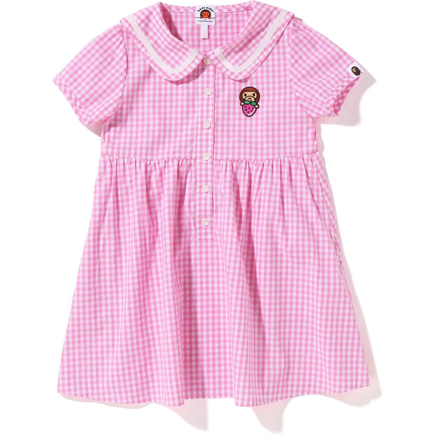 Gingham Check Sailor Collar One-Piece for Children