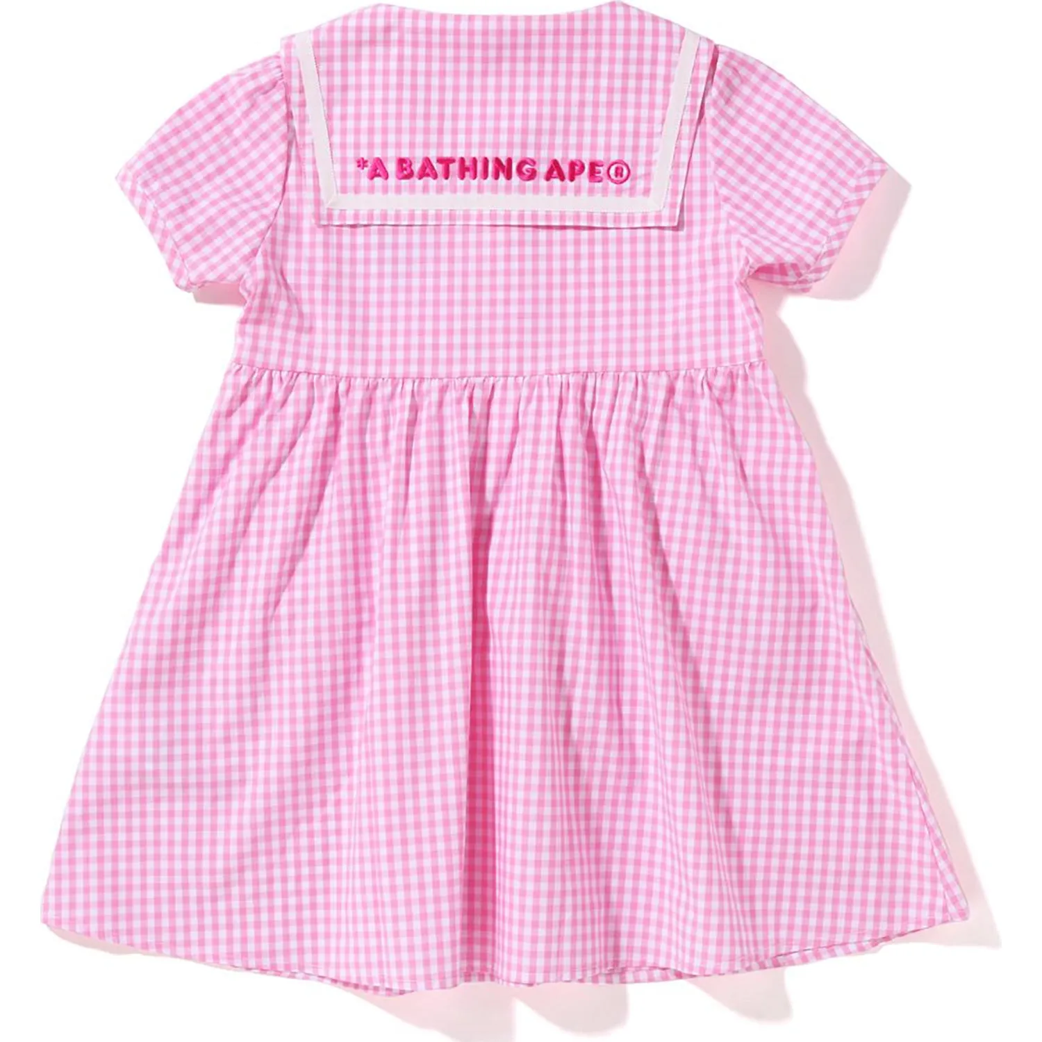 Gingham Check Sailor Collar One-Piece for Children