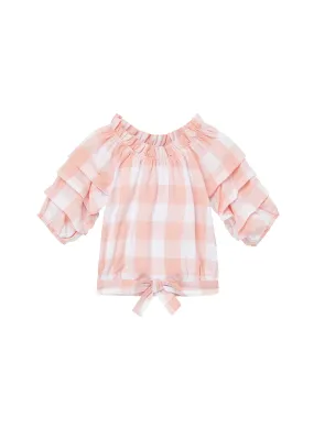 Stylish Gingham Top with Puff Sleeves