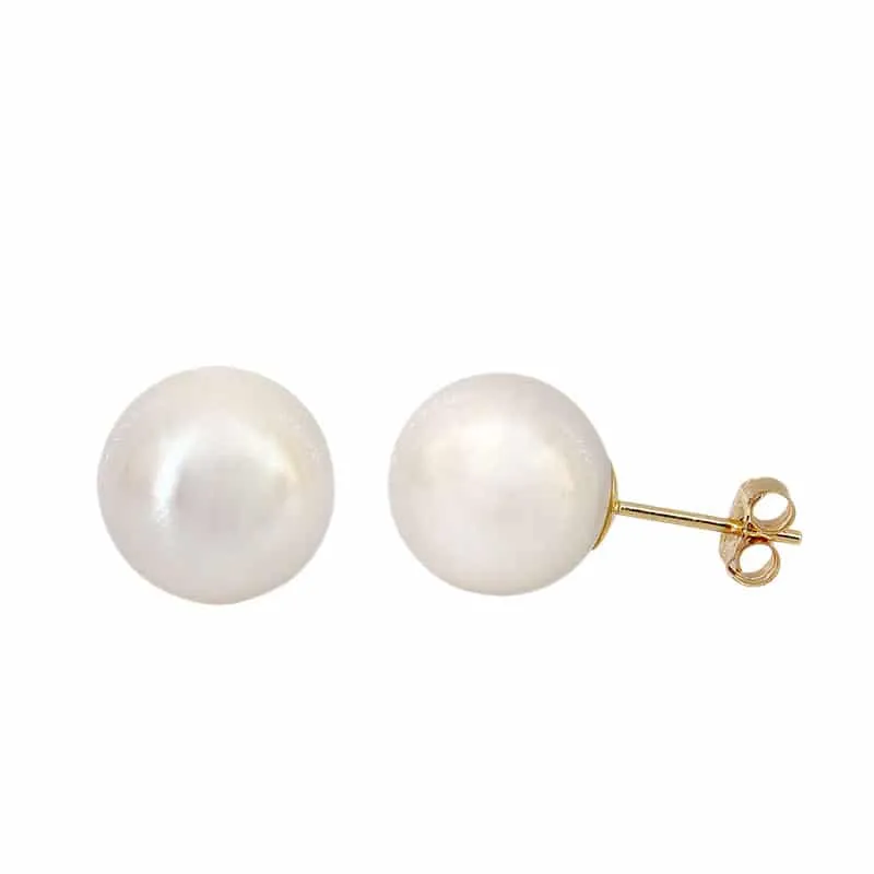 Real Gold Pearl Stud Earrings