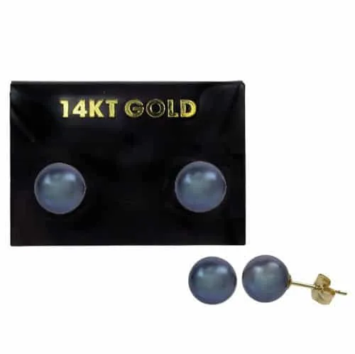 Real Gold Pearl Stud Earrings