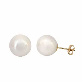 Real Gold Pearl Stud Earrings