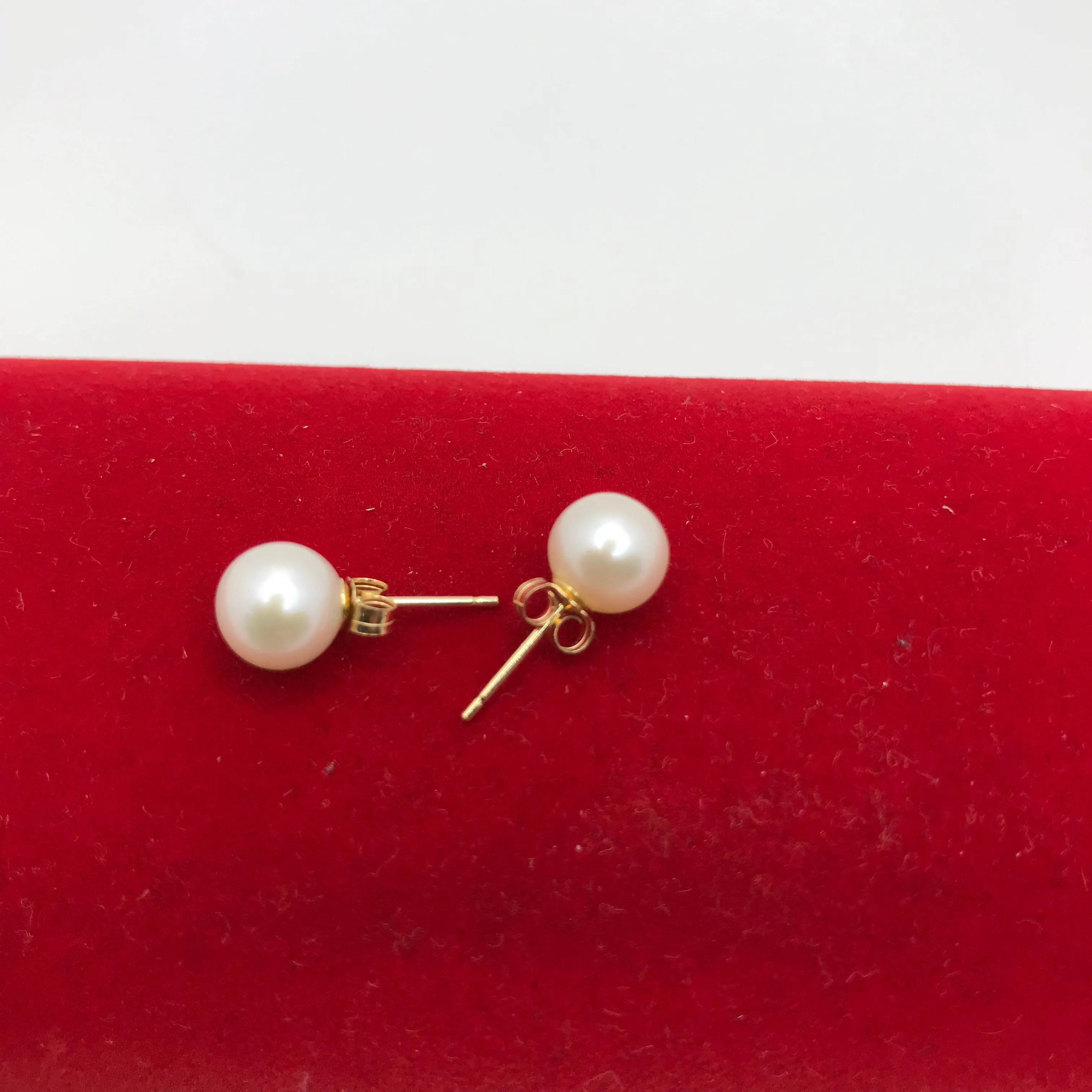 Real Gold Pearl Stud Earrings