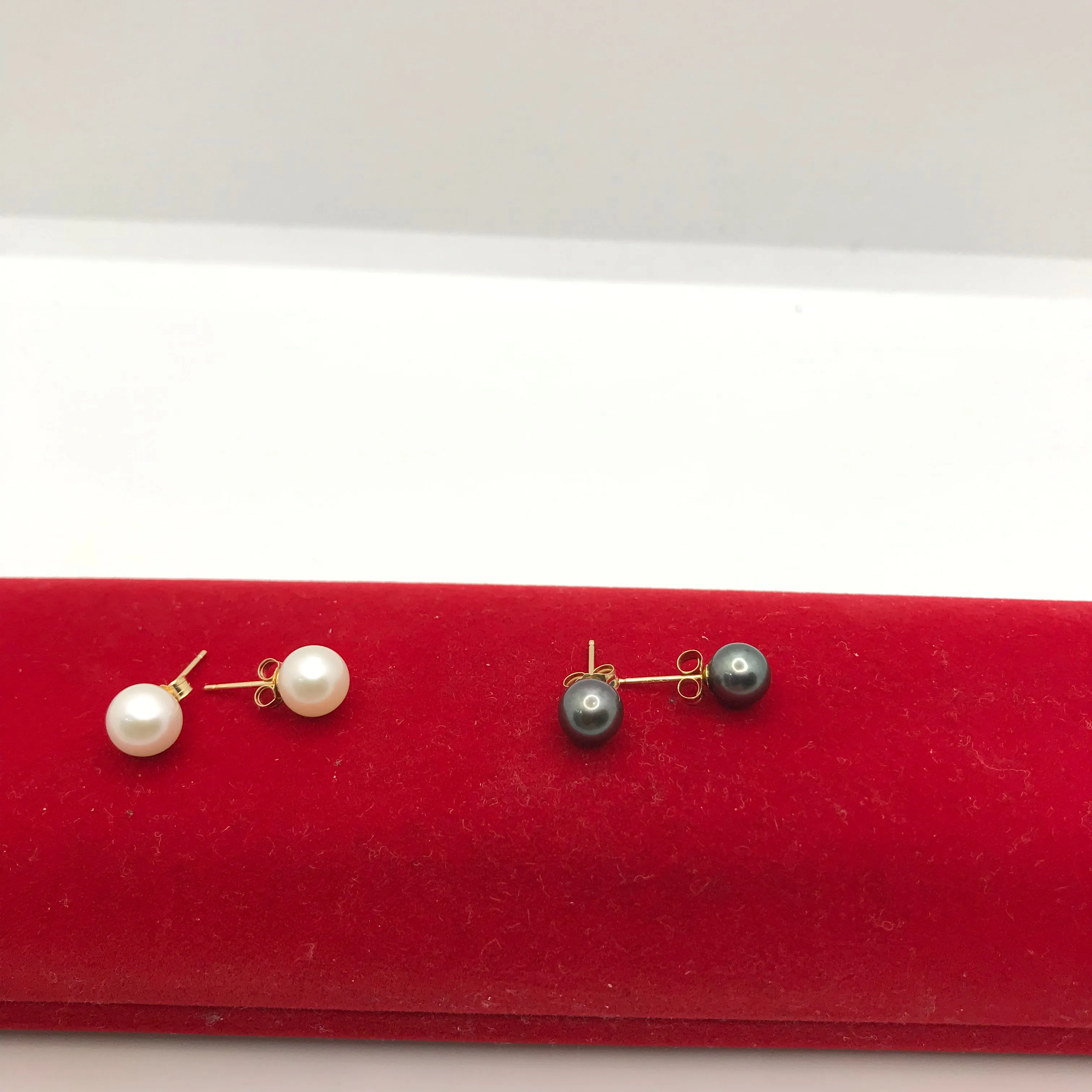 Real Gold Pearl Stud Earrings