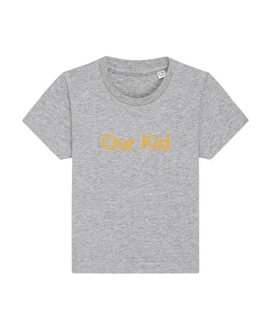 Grey Kids T-shirt with Mustard Slogan