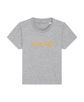 Grey Kids T-shirt with Mustard Slogan