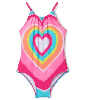 Hatley Kids Psychodelic Heart Swimsuit with Front Gathering