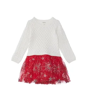 Hatley Kids Red Sparkle Sweater Tulle Dress